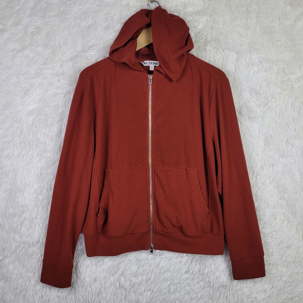 Lg Walter Baker Womens Red Orange Full Zip Hoodie Sweater‎